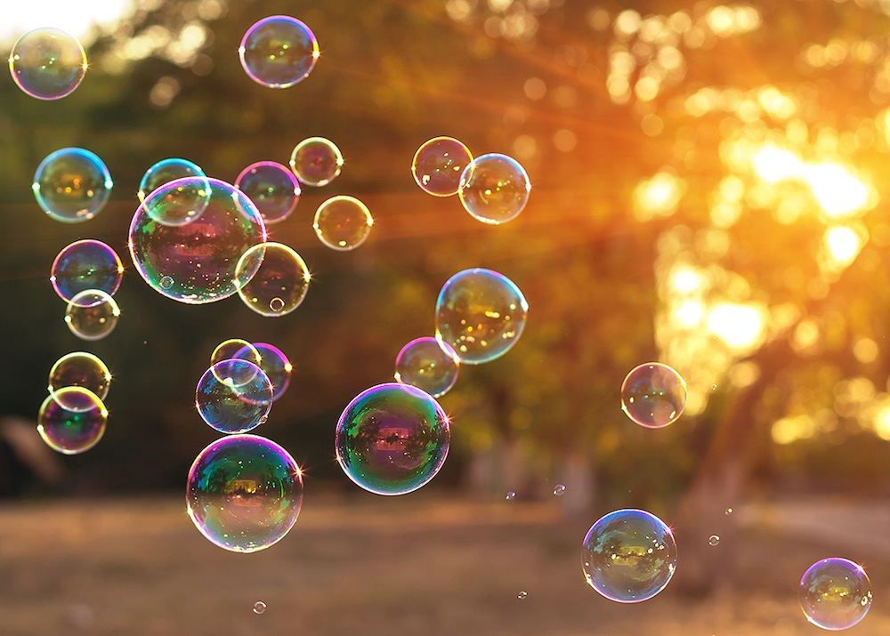 bubbles, magic, sunset